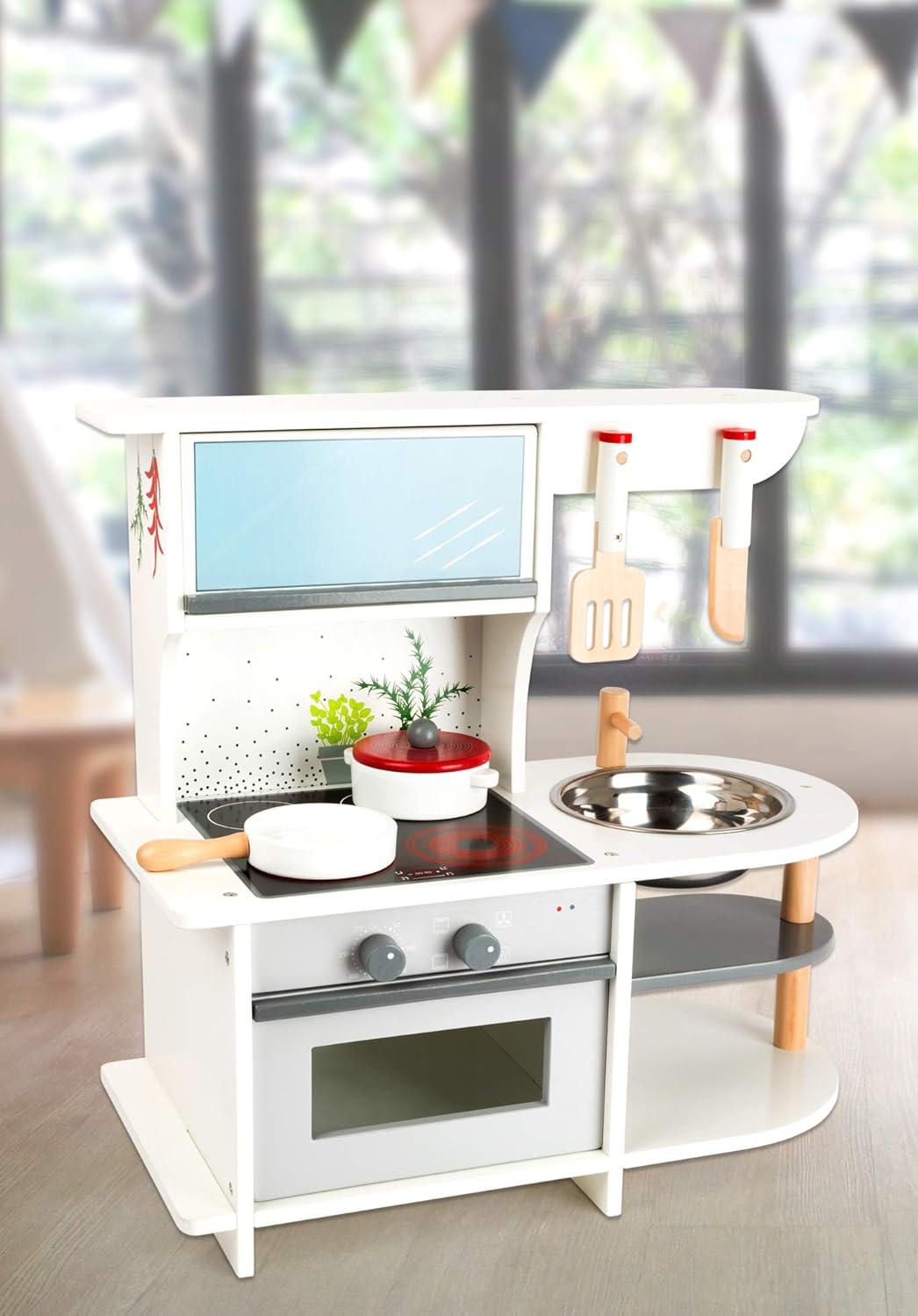 small foot Kinderküche "Grazil" mit Backofen, Pfanne, Kochtopf, Küchenhelfern und Waschbecken, ab 3