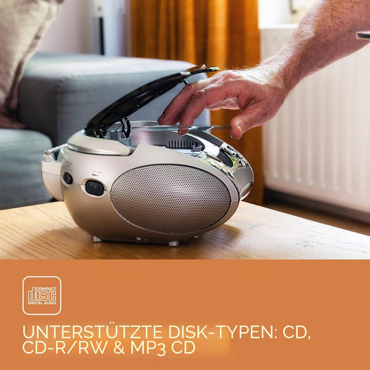 Lenco SCD24 - CD-Player für Kinder - CD-Radio - Stereoanlage - Boombox - UKW Radiotuner - Titel Spei