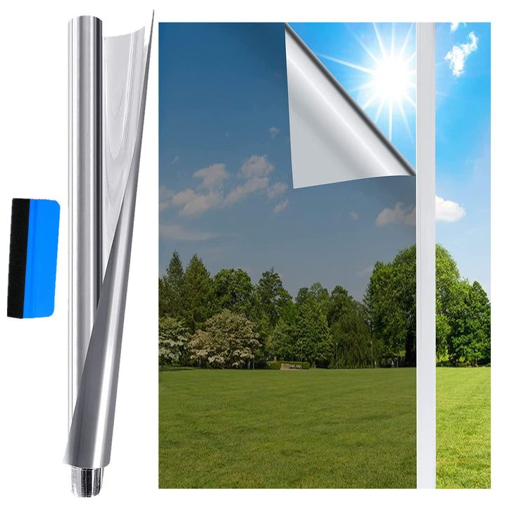 Fyuein® Spiegelfolie Selbsthaftend Sonnenschutzfolie Fenster Innen/aussen Sichtschutz UV-Schutz Fens