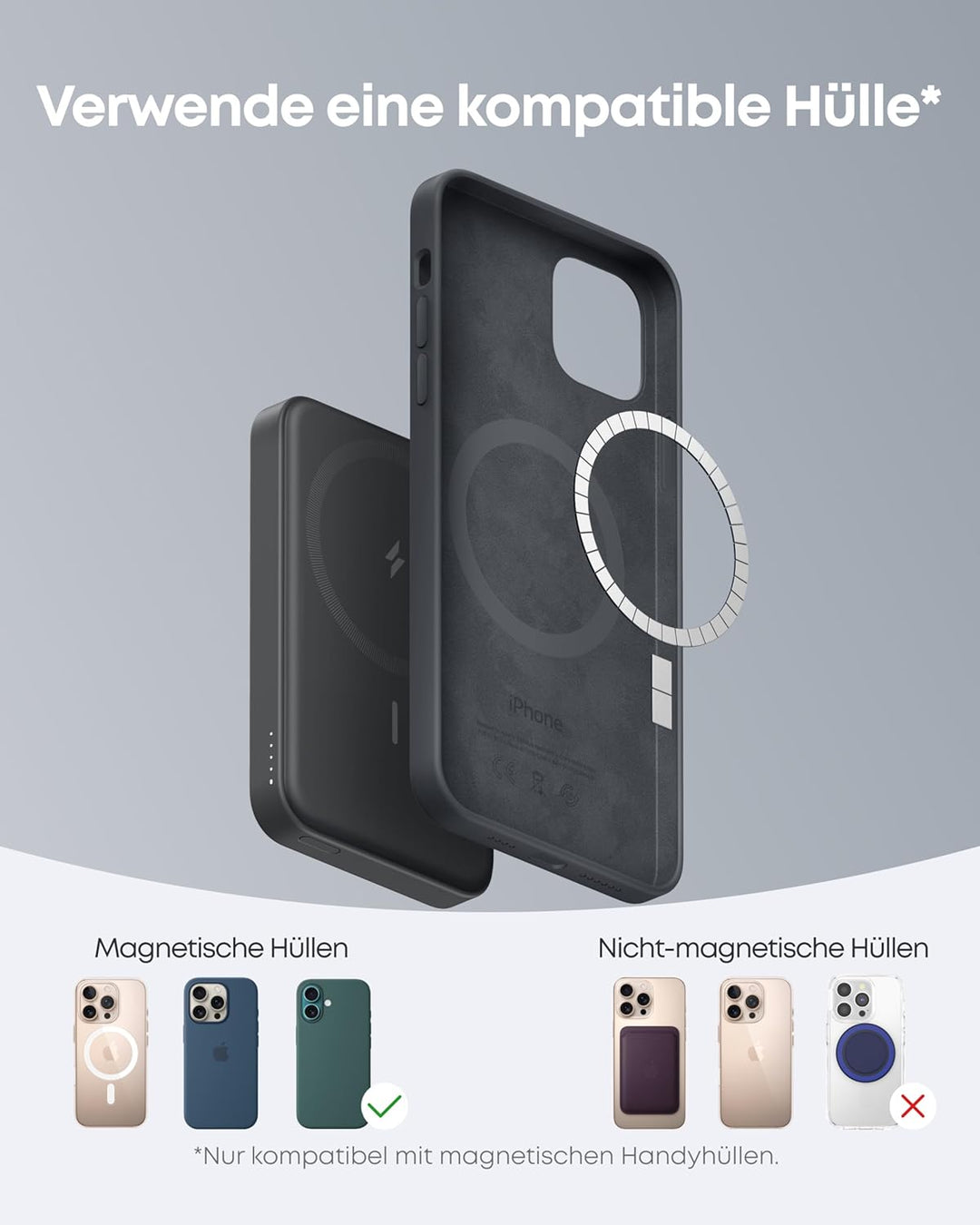 Anker 622 Magnetische Kabellose Powerbank (MagGo), 5000mAh Klappbare Magnetische Powerbank mit USB-C