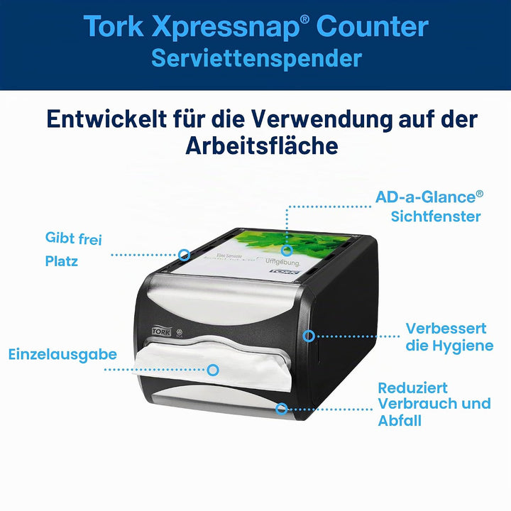 Tork 272511 Xpressnap Thekenspender für N4 Spenderservietten / Serviettenspender in Schwarz, Schwarz