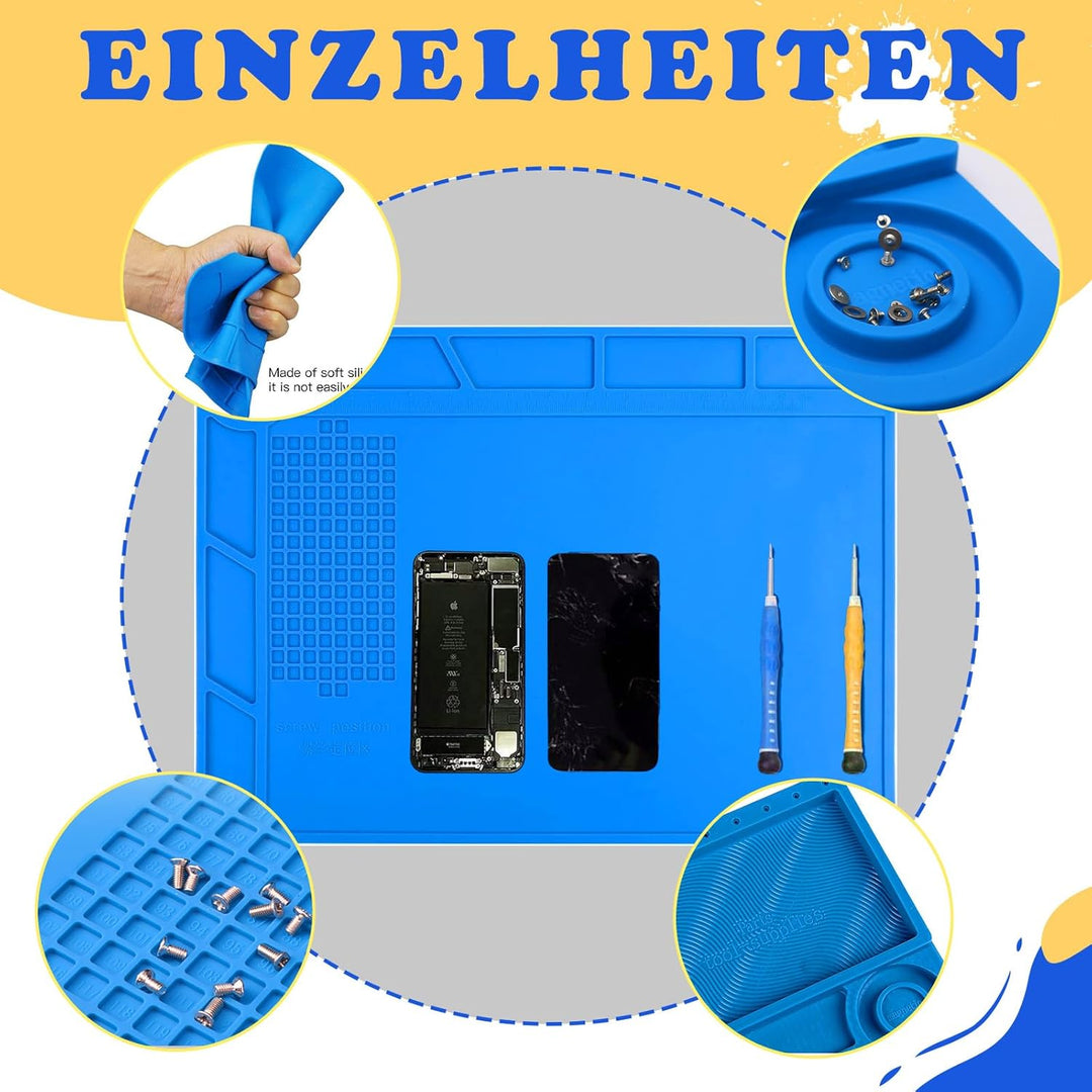 Magnetische Lötmatte, 500℃ Hitzebeständig Reparaturmatte, 45 x 30 cm Lötmatte Antistatische Reparatu