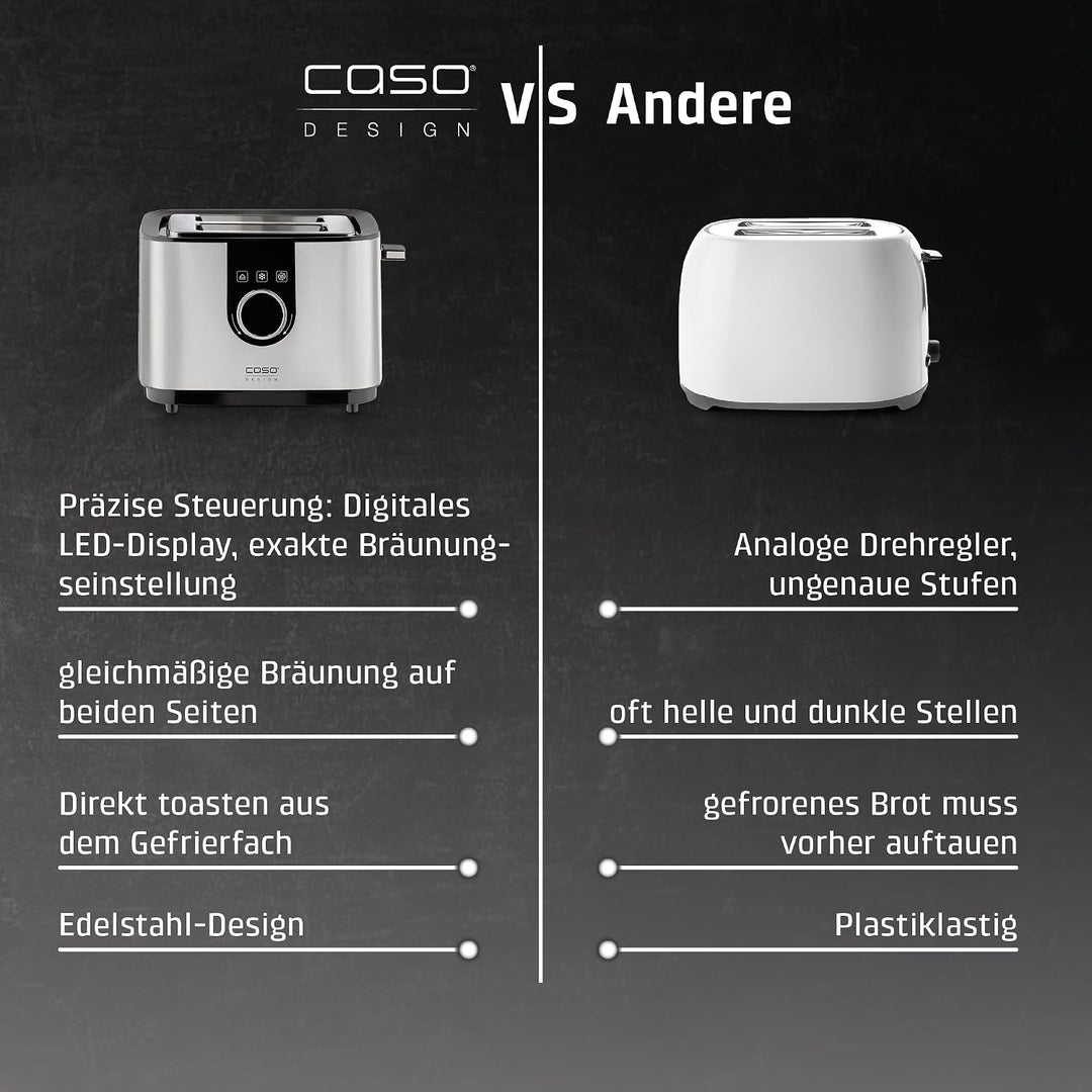 CASO Selection T 2 - Design Toaster, Edelstahlgehäuse, Optimale Röstgradeinstellung auf 7 Stufen, In