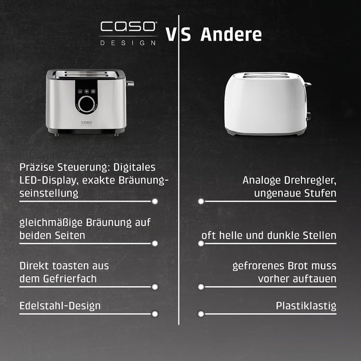 CASO Selection T 2 - Design Toaster, Edelstahlgehäuse, Optimale Röstgradeinstellung auf 7 Stufen, In