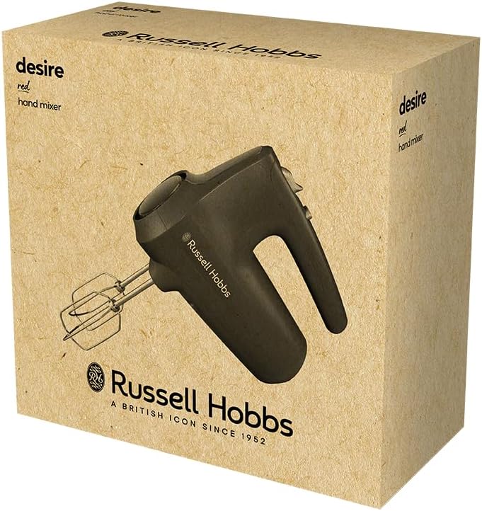 Russell Hobbs Handrührgerät [Handmixer] Desire Red (5 Geschwindigkeitsstufen+Pulsfunktion, 2 Spülmas