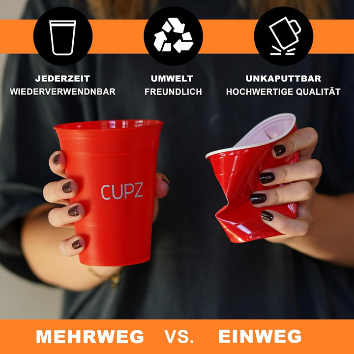 CUPZ - ESTD. 2022 - Becher Set 22 Hartplastikbecher - Wiederverwendbar und Spülmaschinenfest - Perfe