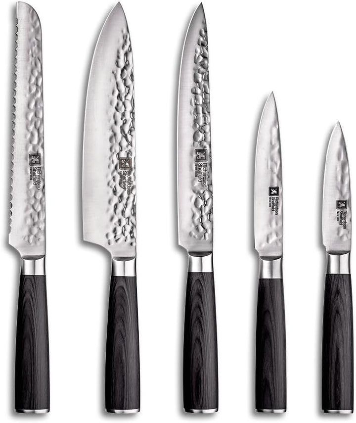 RICHARDSON SHEFFIELD Messerblock mit Messer Set, 5-teilig | Schwarzer Messer Block Bestückt, Pakkaho
