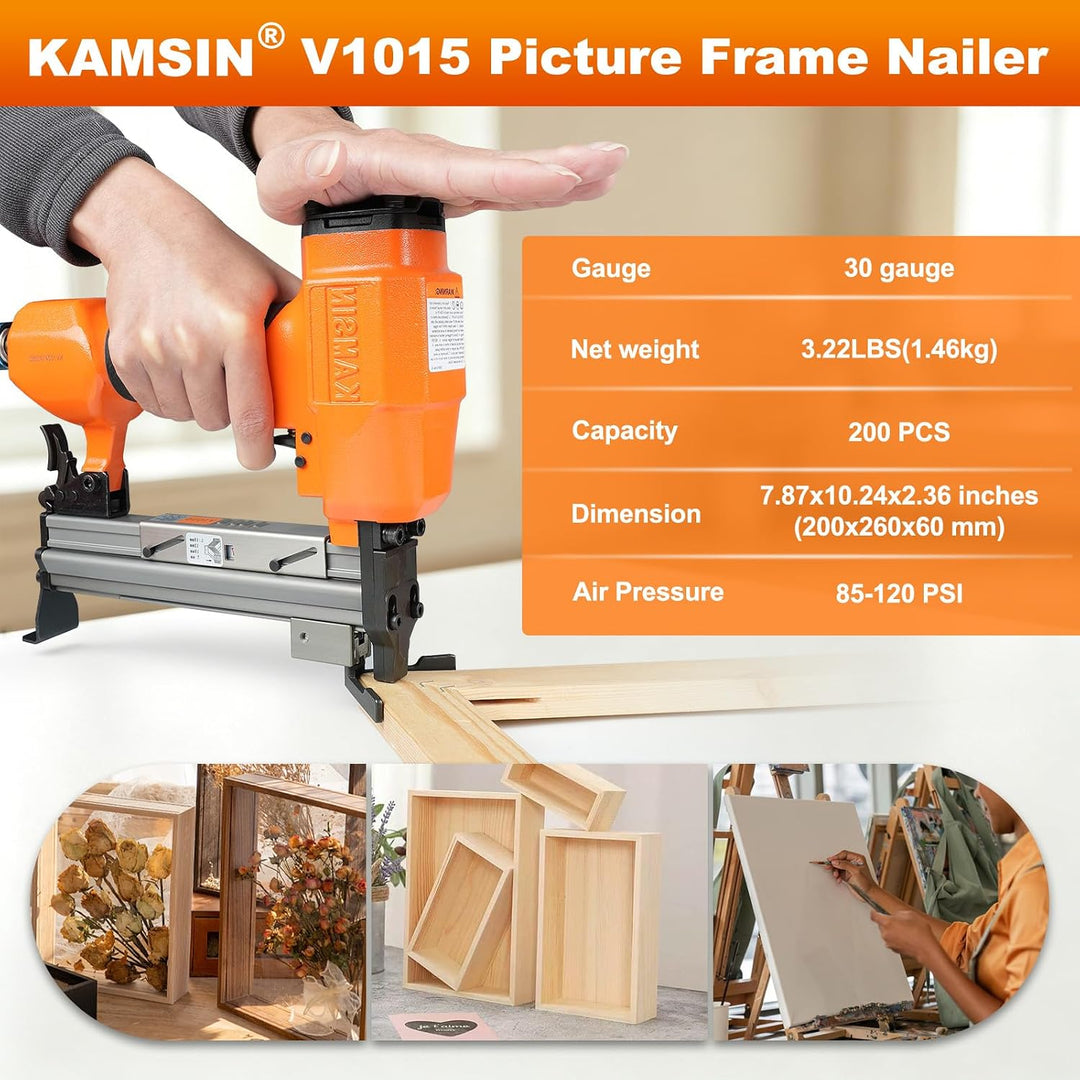 V1015 30-Gauge V-Nagler (5/16"-19/32"/7-15mm) - Professioneller pneumatischer Bilderrahmen-Nagler fü