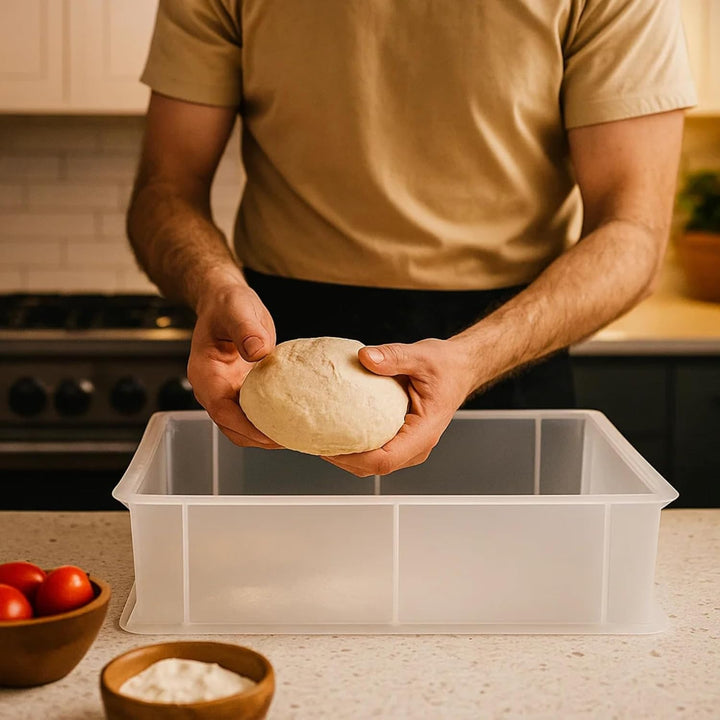 CookandSupply Gärbox für Pizza und Brot - Lebensmittelechte Teigbehälter - Made in Italy - 3 Stapelb