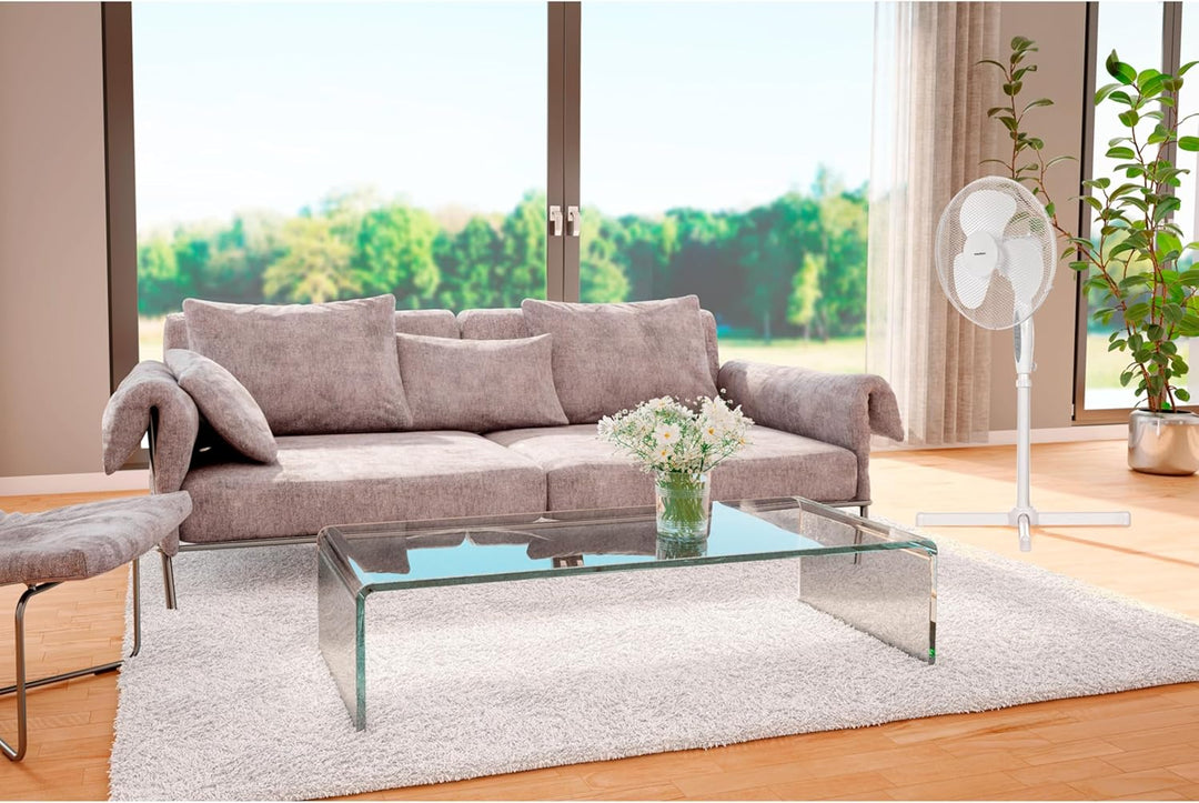 MEDION Standventilator mit Fernbedienung, drei Geschwindigkeitsstufen, 45 Watt Leistung, 36 cm, Schw