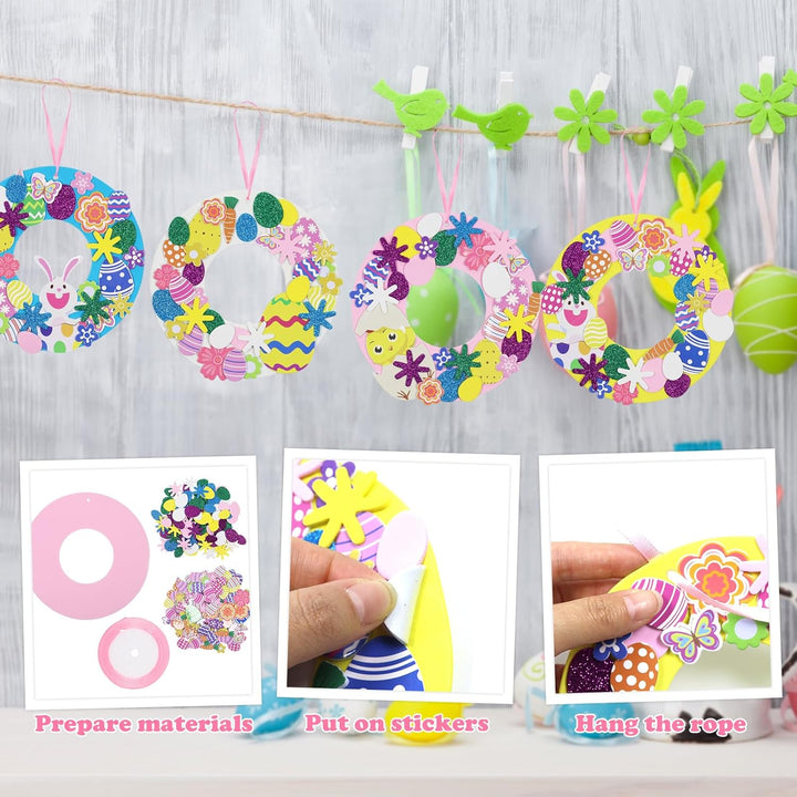 8 Stück Ostern Basteln Kinder, Ostern Kränze Bastelset für Kinder, 274 stk Oster Kranz DIY Kits, Ost