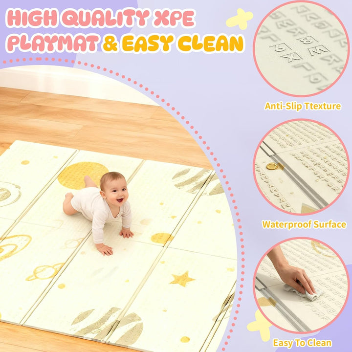 Huracan Krabbelmatte Baby Spielmatte, Doppelseitige Kinderzimmer Faltbar, Spielteppich Kinder Teppic
