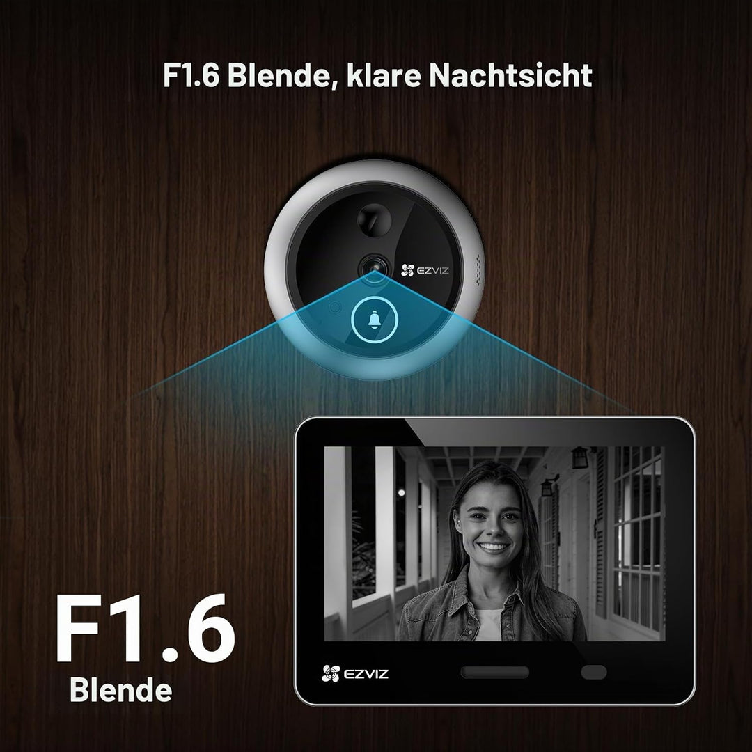EZVIZ 4K AI Smart Gucklochkamera Kabelloser Türspion, Gesichtserkennung Menschenerkennung, 155° Weit