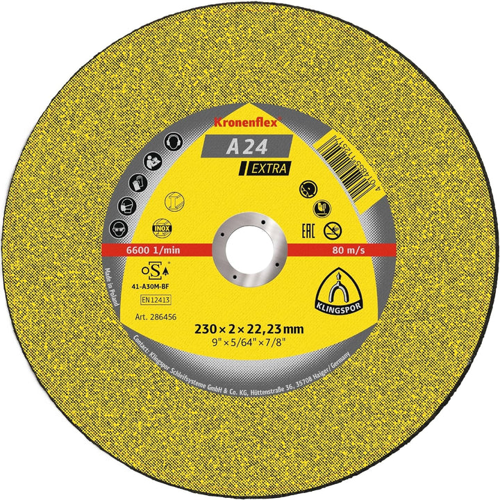 Klingspor 13492 A 24 EX, Trennscheiben für Handmaschinen, Verpackungseinheit 25, 230X3X22,23, G, 25