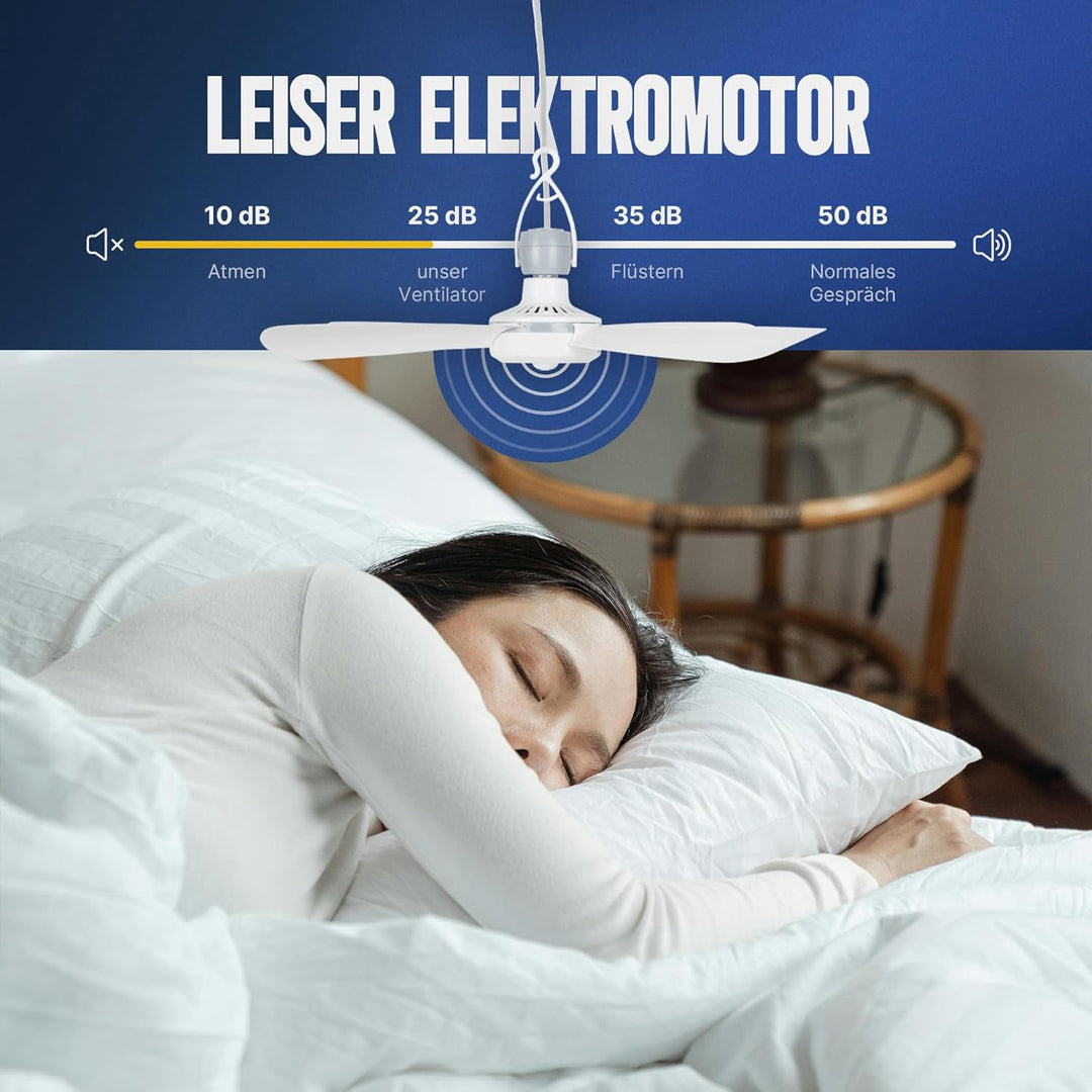 Bestlivings Mobiler Deckenventilator mit Stecker und Schalter, 220V-240V / 5 Watt, Ø40 cm Portabler