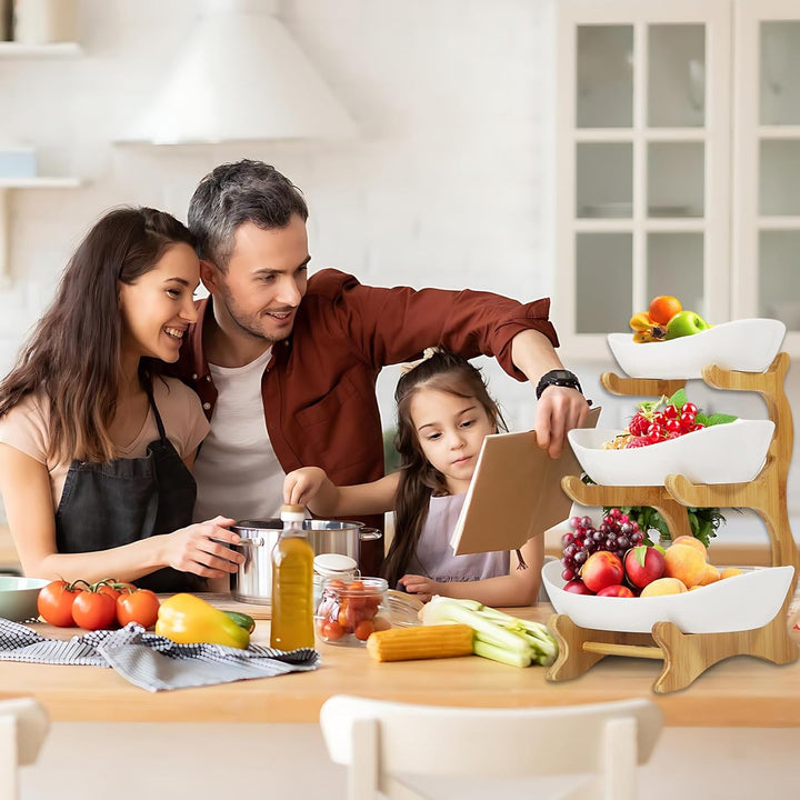 Obst Etagere mit 3 Etagen, Weiss Obstschalenständer 3 Stöckig Obstschale, Stabil & Ohne zu Zittern,