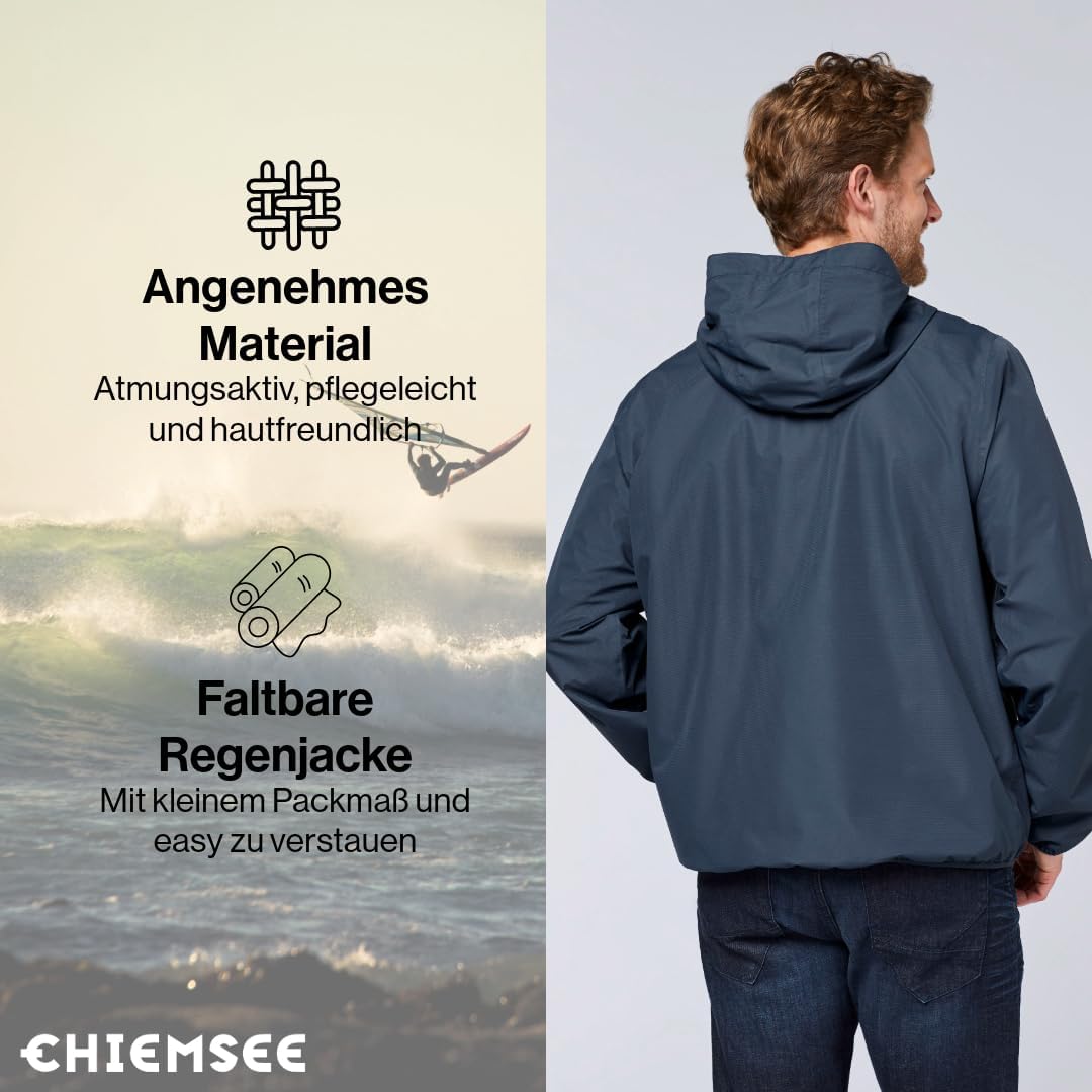 CHIEMSEE Regenjacke Herren wasserdicht und atmungsaktiv I Leichte Regenjacke faltbar I Funktionsjack