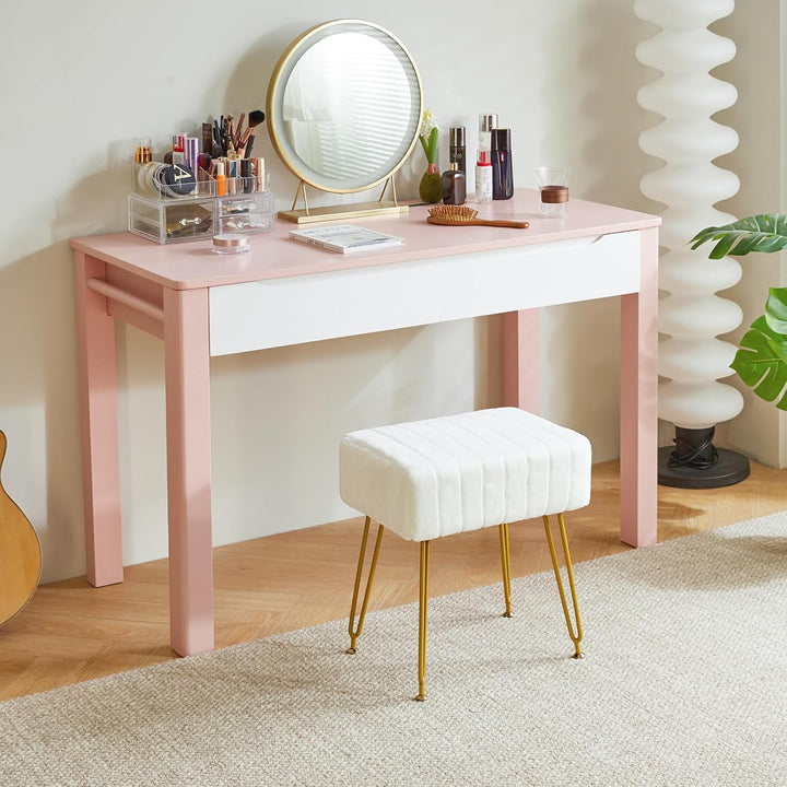 IBUYKE Velvet Rechteckiger Fussstützenstuhl Ottoman, Make-up Eitelkeits Hocker Beistelltisch, Samt S