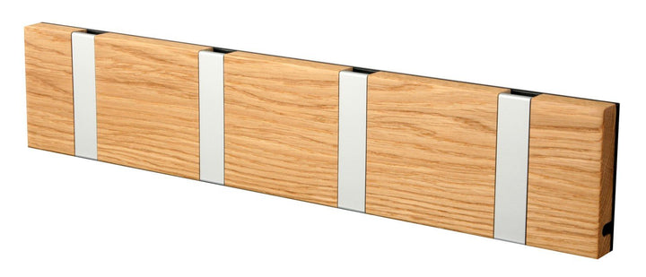 LoCa Garderobe Knax 4 Eiche geölt (Haken klappbar Alu) Garderoben-Leiste Kleiderhaken Flur modern Ga