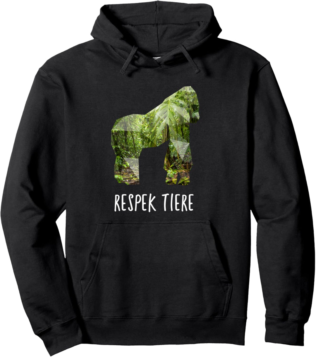 Gorilla Monkey Regenwald Respekt Tierschutz Polygon Pullover Hoodie