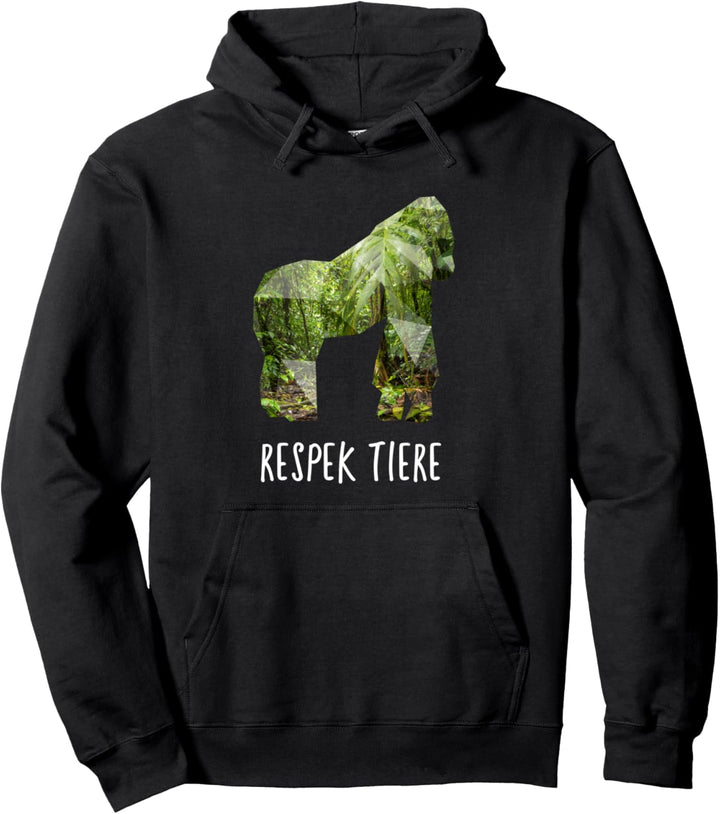 Gorilla Monkey Regenwald Respekt Tierschutz Polygon Pullover Hoodie