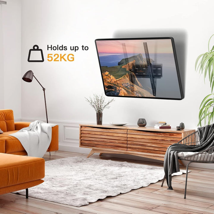 Perlegear TV Wandhalterung, Wandhalterung Fernseher für 26-60 Zoll TVs bis zu 52kg, Neigbare Fernseh