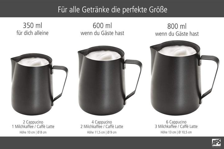 APS Milchkännchen – Hochwertige, antihaftbeschichtete Milchkanne aus rostfreiem Edelstahl – Perfekt