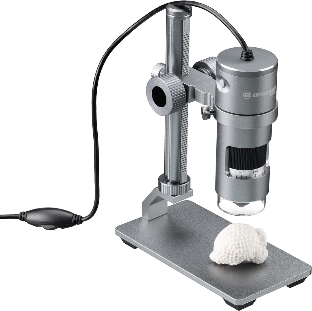 Bresser Digitales Mikroskop mit LED Ringlicht, Auflichtmikroskop DST-1028 mit USB Anschluss für PCS,