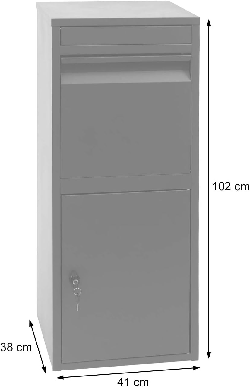 Paketkasten HWC-G80, Paketbox Standbriefkasten Briefkasten Grösse L - verzinkt anthrazit, Holzoptik