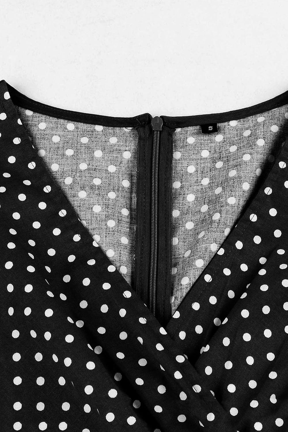 AXOE Damen 60er Jahre Kleid Cocktailkleid Abendkleid mit 3/4 Ärmel S Schwarz Polka Dots, S Schwarz P