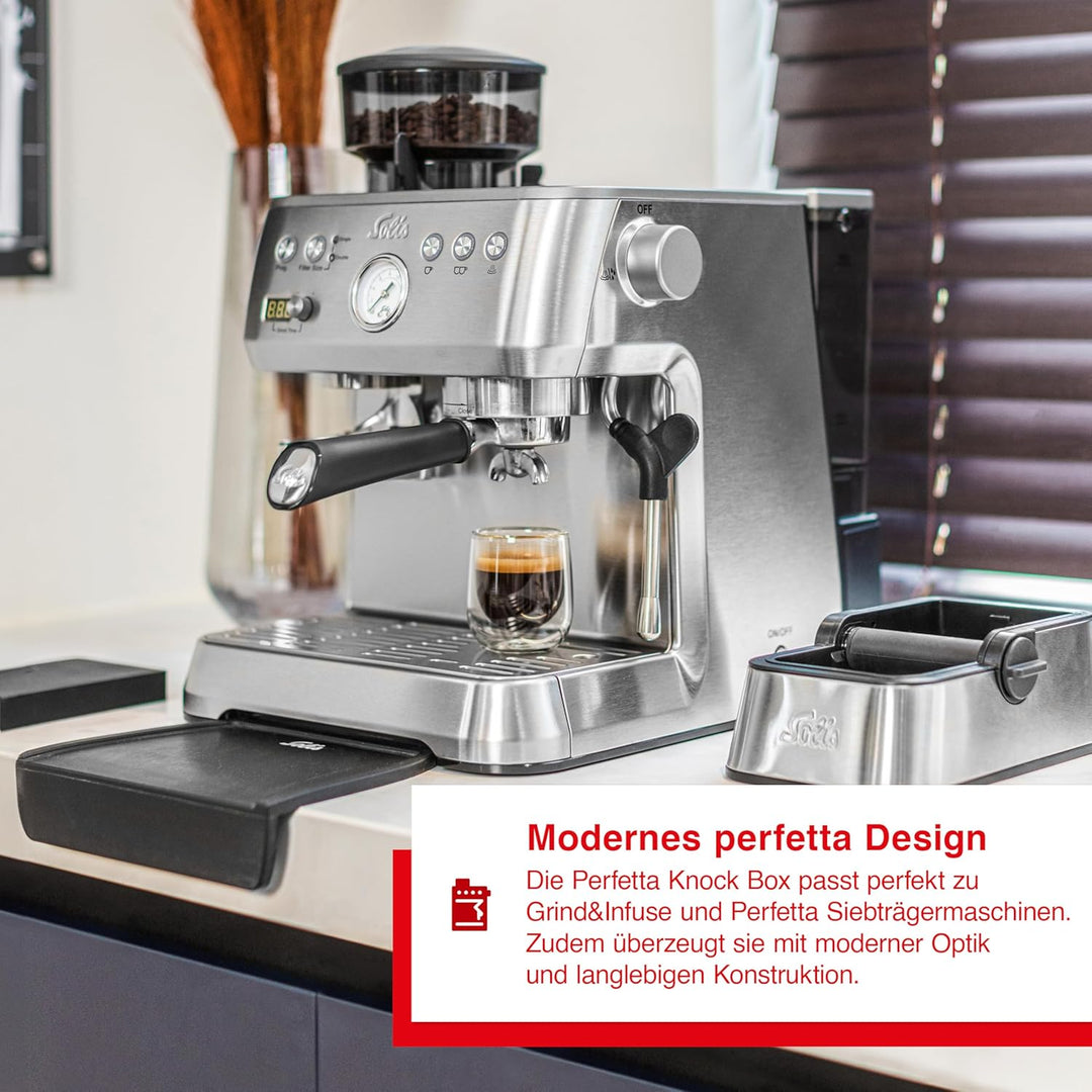 Solis Perfetta Coffee Knock-Box - Abklopfbehälter für Siebträger - Knock Box - Kaffeesatz Abschlagbe