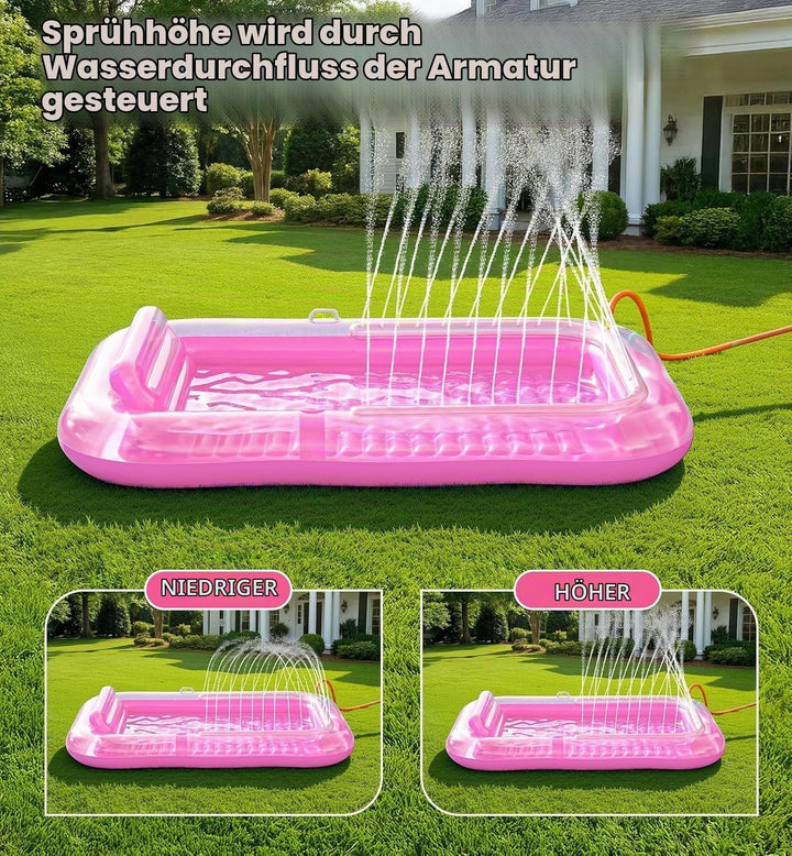 Luftmatratze Pool Erwachsene,Aufblasbar Schwimmmatratze mit Eingebautem Sprinkler,Pool Aufblasbares