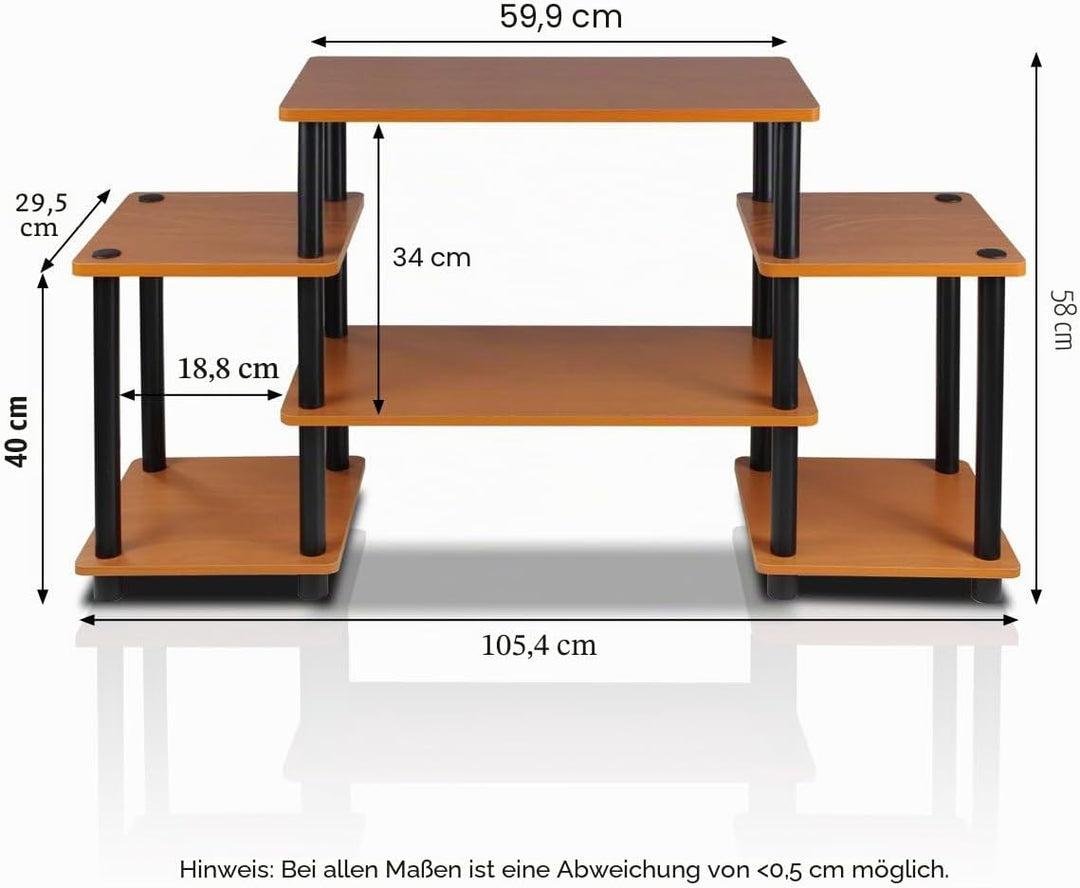 Furinno Turn-N-Tube TV-Schrank, Fernsehtisch, TV-Regal, Hell Kirsche/Schwarz, 105.4 (B) x 58 (H) x 2