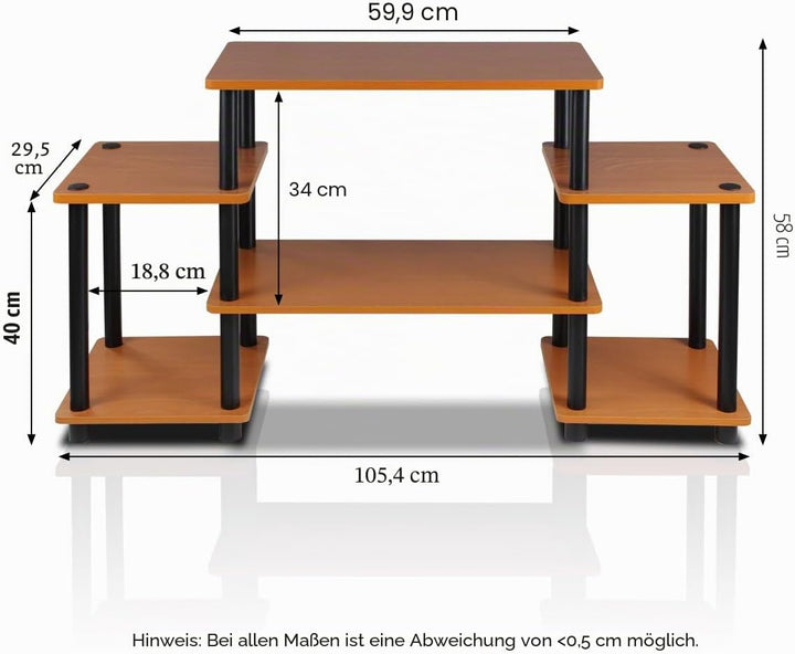 Furinno Turn-N-Tube TV-Schrank, Fernsehtisch, TV-Regal, Hell Kirsche/Schwarz, 105.4 (B) x 58 (H) x 2