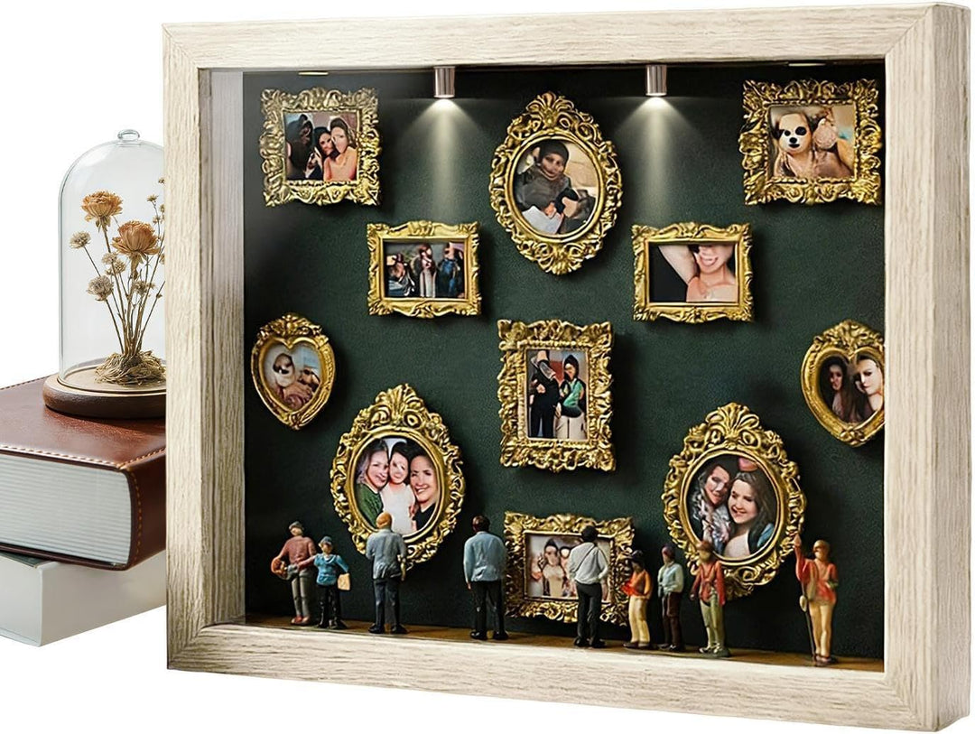 Museum of Us, DIY Mini-Museums-Silhouette-Box, personalisiertes Foto-Schattenbox-Rahmenset mit Licht