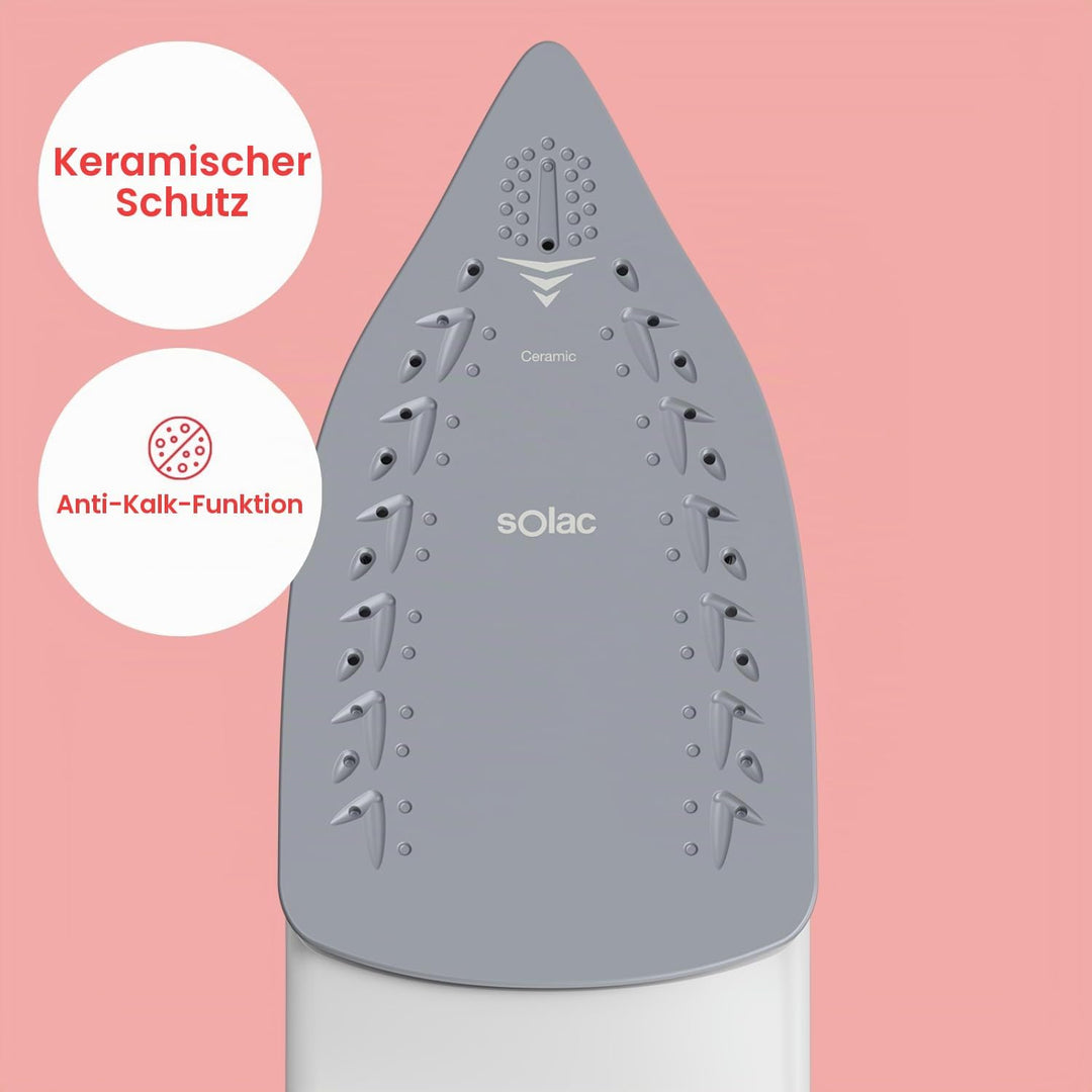 Solac - Dampfbügeleisen Optima Start 2200W | Dampfausstoss 100 g/min | Dampf 25 g/min | Spray-Funkti