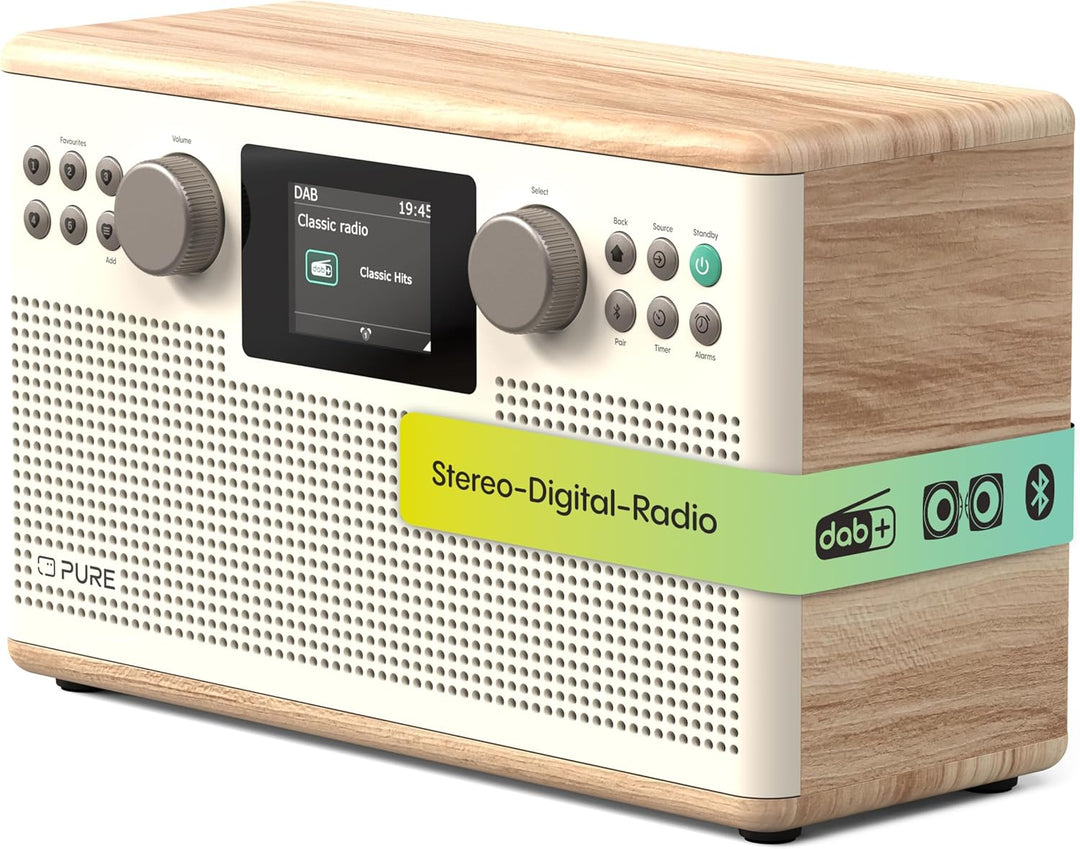 Pure Classic H6 Hi‑Fi Stereoanlage und Musikanlage mit DAB+ UKW Radio Bluetooth 5.3 USB‑A & AUX 2,4"
