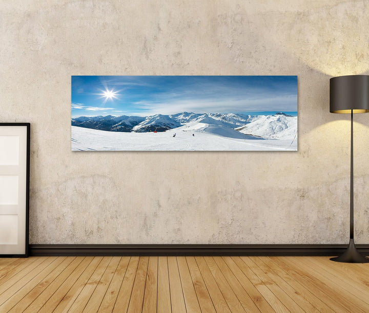 islandburner Bild auf Leinwand Skipiste In Den Bergen Sonne Schnee Blauer Himmel Bilder Wandbilder P