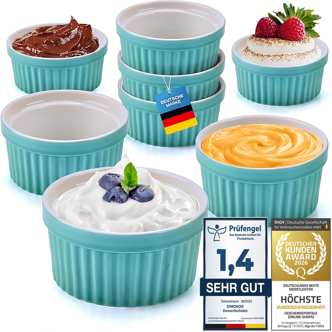 Dimono® Dessert-Schalen Creme Brulee Souflee-Förmchen, Auflaufform-Schälchen mit 170 ml für Desserts