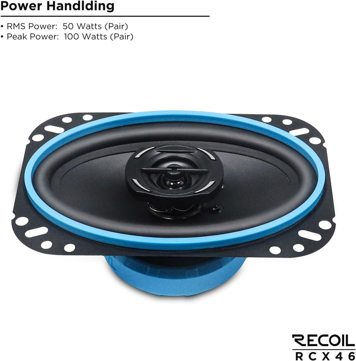 RECOIL RCX-46 Echo Serie 10x15 cm (4x6 Zoll) 2-Wege-Koaxiallautsprecher, 50 W RMS / 100 W Spitze, PE
