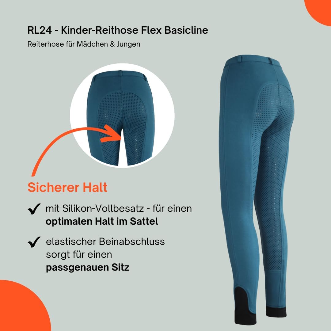 RL24 - Kinder-Reithose Flex Basicline | Vollbesatz-Reitleggings für Mädchen & Jungen | hautfreundlic
