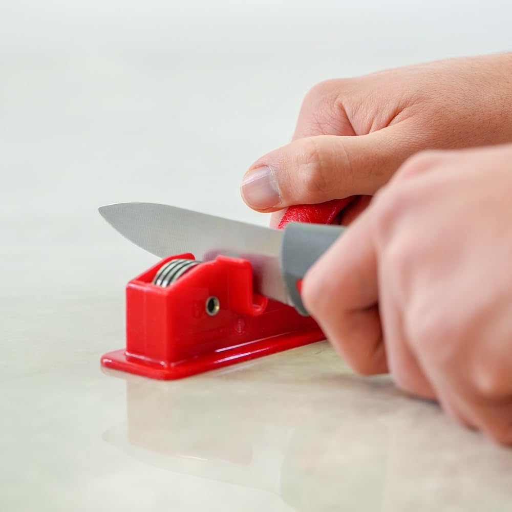 RIGAMONTI Diamant Messerschärfer, 19 cm, manueller Schärfer, Diamantscheiben, ergonomischer Griff, T