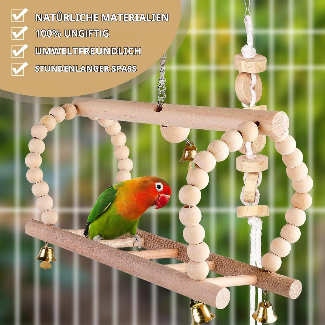 Vogelspielzeug Wellensittich Spielzeug Vogelkäfig Zubehör: 7 Stück Papageienspielzeug Holz, Wellensi