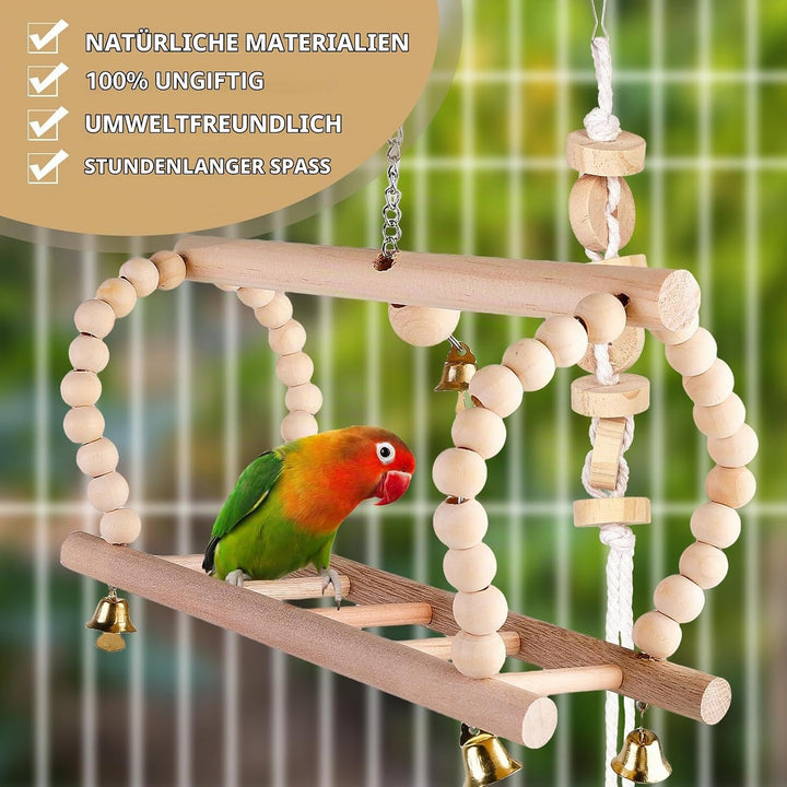 Vogelspielzeug Wellensittich Spielzeug Vogelkäfig Zubehör: 7 Stück Papageienspielzeug Holz, Wellensi