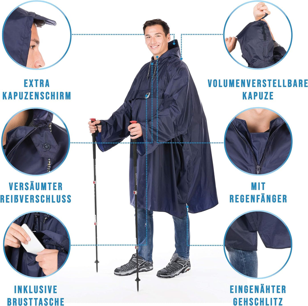 HOCK Wander Regenponcho 'Wetter AS Klima' mit Langen Ärmeln - Der Atmungsaktive Outdoor Poncho für D