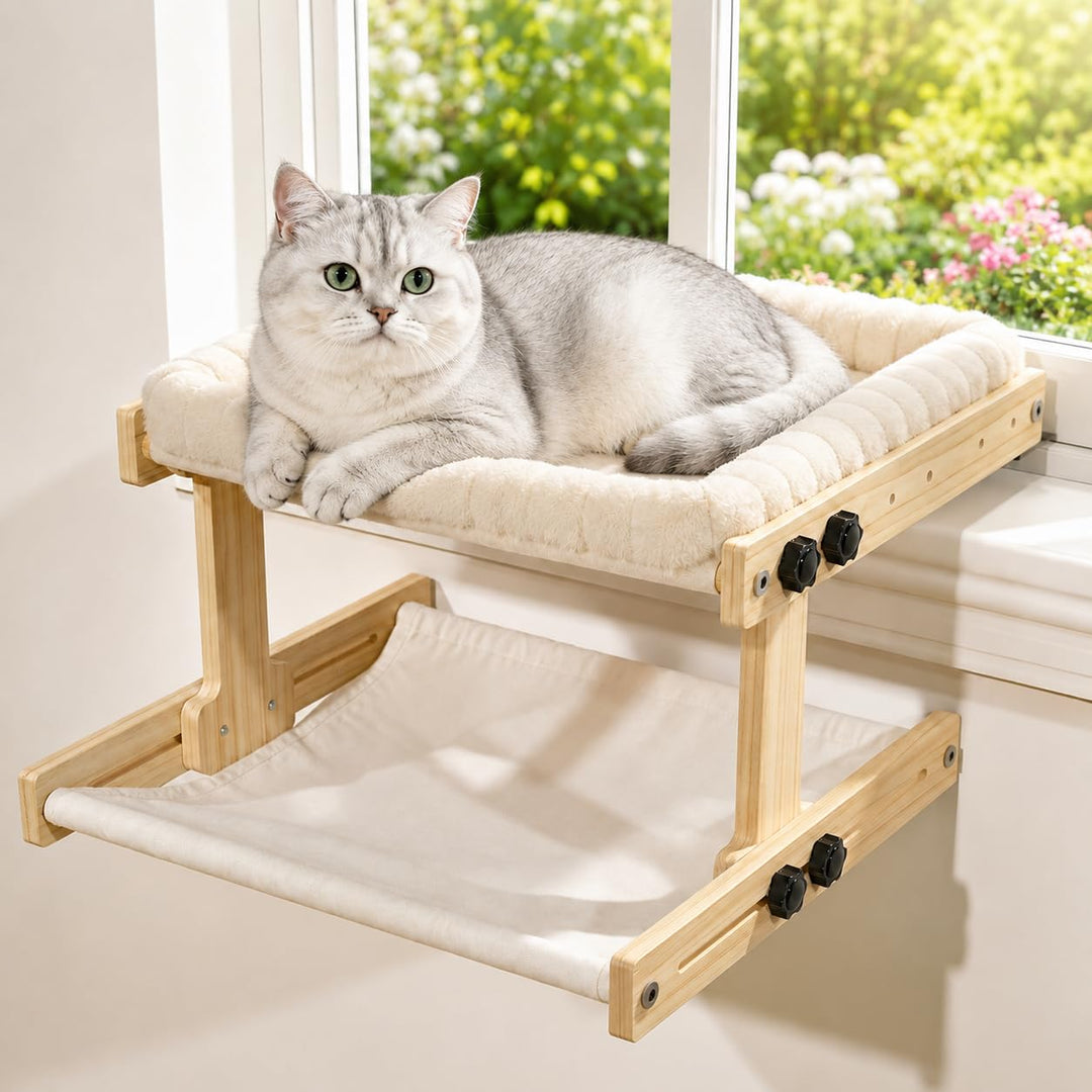 Katzenliege Doppelstock Hängematte Heizkörper belastbar bis 35 kg | Fensterbank Katzenliege für Bett