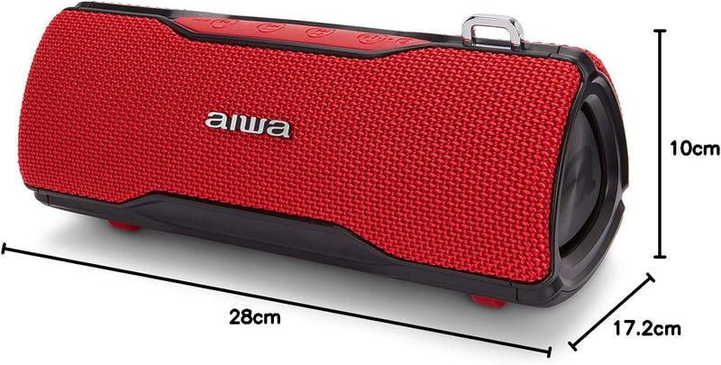 AIWA BST-500RD: Stereo-Bluetooth-Lautsprecher, TWS, tragbar, rot, geeignet für Android oder iPhone