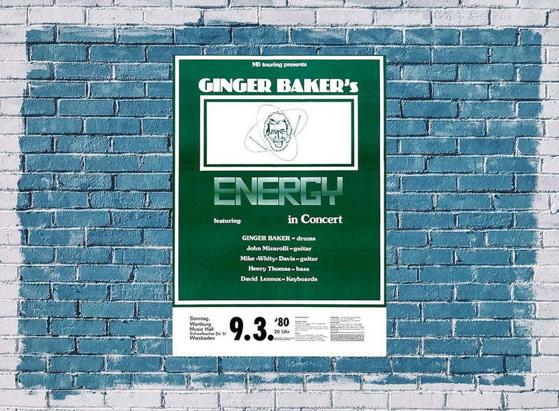 Ginger Baker - Energy, Wiesbaden 1980 » Konzertplakat/Premium Poster | Live Konzert Veranstaltung |