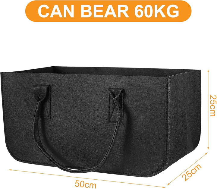 AiQInu Brennholz Filztasche Holzkorb für Kaminholz, Faltbar Feuerholzkorb Schwarz Kaminholztasche Ho