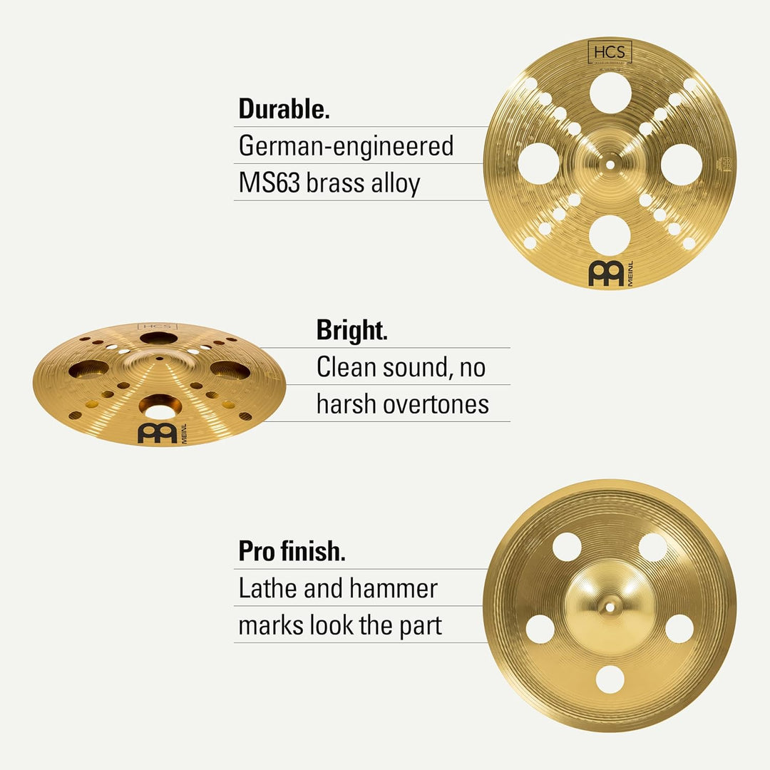 Meinl Cymbals HCS Trash Stack 16 Zoll (Video) Schlagzeug Becken (40,64cm) Messing, Traditionelles Fi